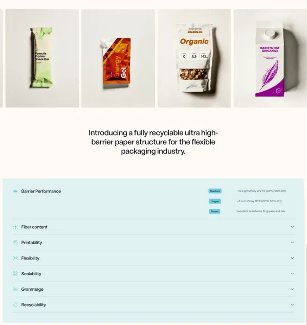 Nfinite Ultra-High Barrier Paper - Landing design inspiration
