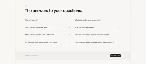 Crescent: High interest business banking with maximum protection - Landing design inspiration