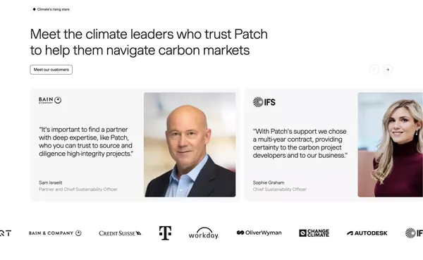 Patch | The platform scaling unified climate action - Landing design inspiration