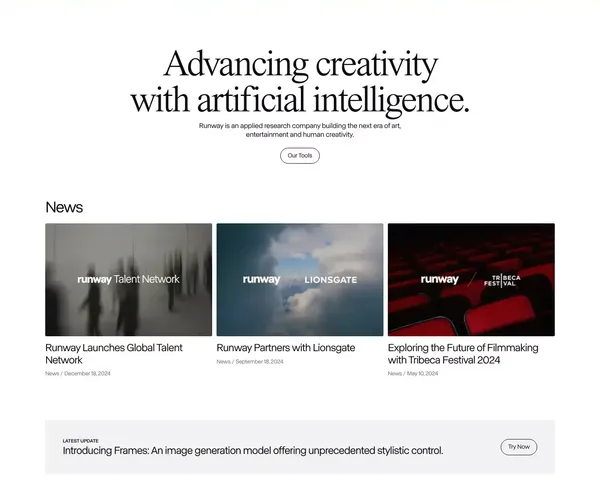 Runway | Tools for human imagination. - Landing design inspiration
