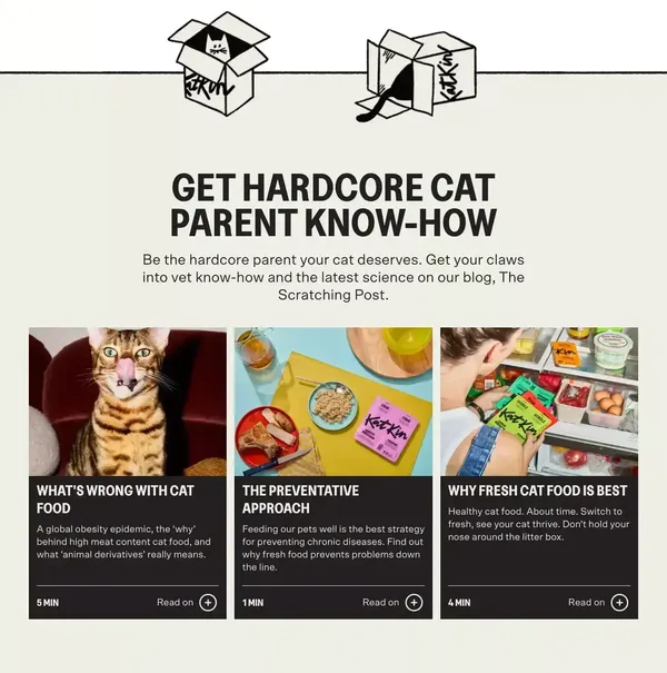 KatKin: Fresh Cat Food. Love Hard. Feed Fresh. - Landing design inspiration