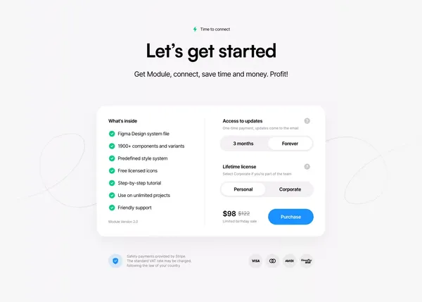 Design system for Figma - Module. UI Kit - Landing design inspiration