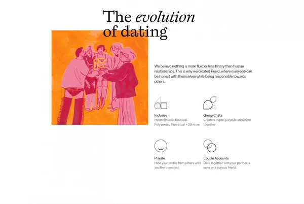 Dating app for the open–minded to meet like–minded | Feeld - Landing design inspiration