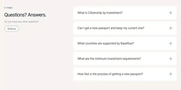 Baseflow. The fastest Citizenship by Investment. - Landing design inspiration
