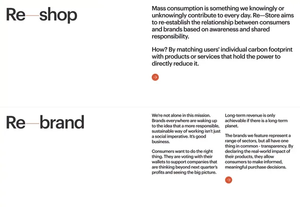 Re—Store - Landing design inspiration
