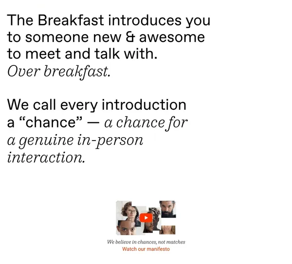 The Breakfast — Meet new people over breakfast - Landing design inspiration