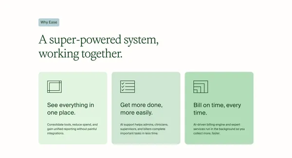 Ease Health | AI-Native CRM, EHR & RCM for Behavioral Health - Landing design inspiration