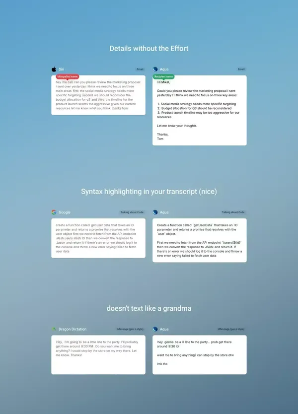 Aqua Voice - Fast Voice Input for Mac and Windows - Landing design inspiration