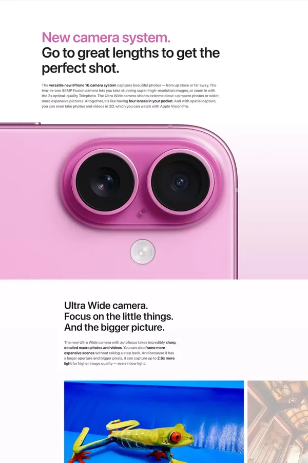 iPhone 16 and iPhone 16 Plus - Apple - Landing design inspiration
