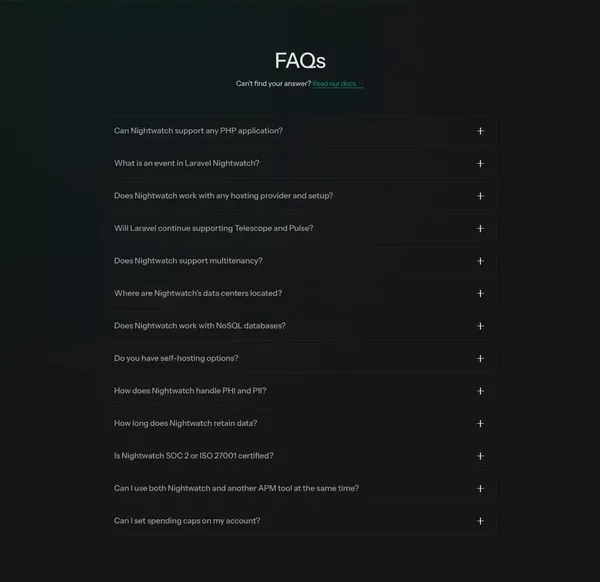 Laravel Nightwatch - Landing design inspiration