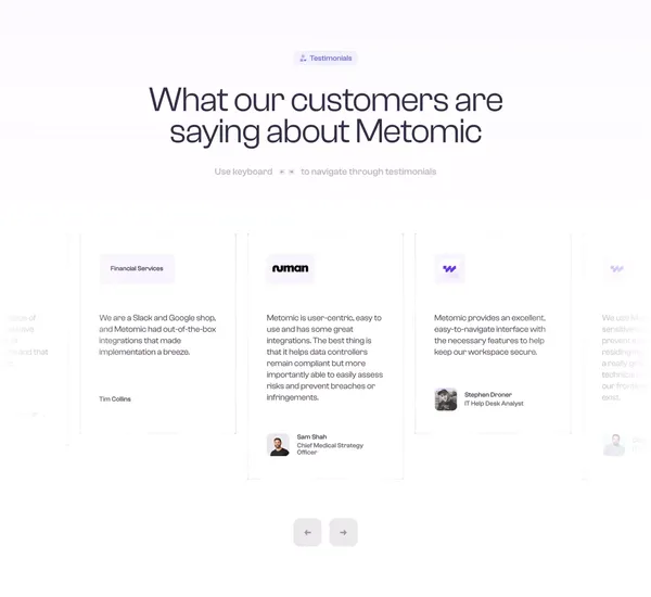 Metomic | Data Security Software for SaaS, GenAI and Cloud - Landing design inspiration