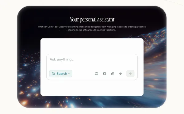 Comet Browser: a Personal AI Assistant - Landing design inspiration