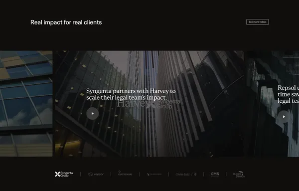 Harvey | AI platform for legal and professional services - Landing design inspiration