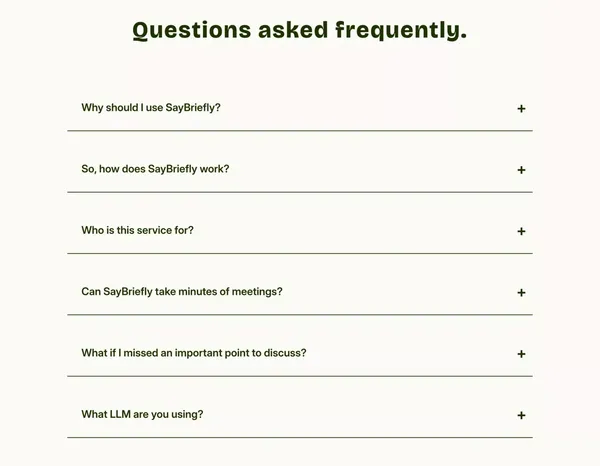 Say Briefly - Landing design inspiration