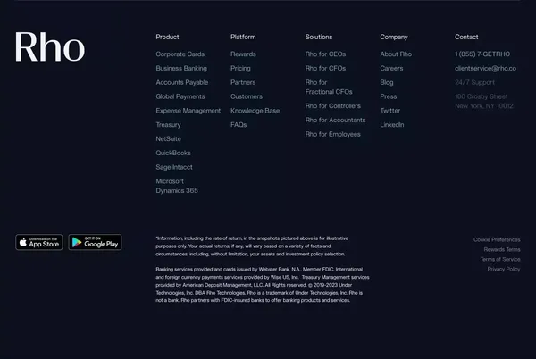 Rho | Business finances made frictionless. - Landing design inspiration