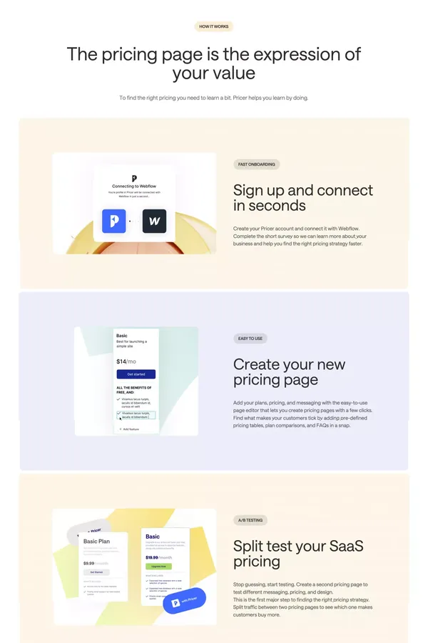 Pricer - SaaS Pricing Page Builder for Webflow - Landing design inspiration