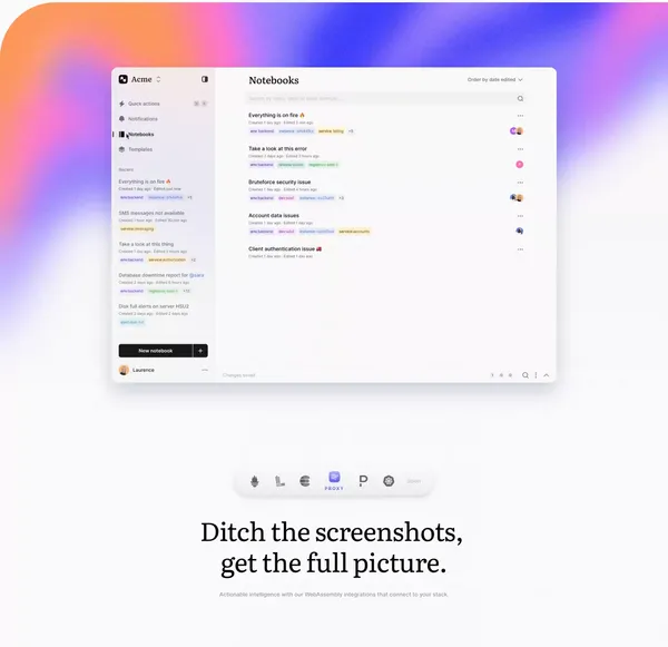 Fiberplane - Collaborative Notebooks for debugging your infrastructure - Landing design inspiration