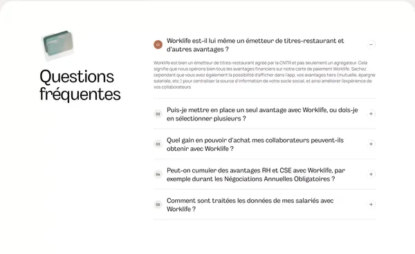 Worklife - Les avantages salariés au cœur de votre politique RH - Landing design inspiration