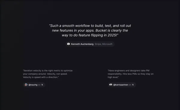 Bucket: Feature flagging that's purpose-built for B2B SaaS - Landing design inspiration