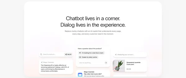 Dialog | The AI shopping agent that boosts your sales - Landing design inspiration