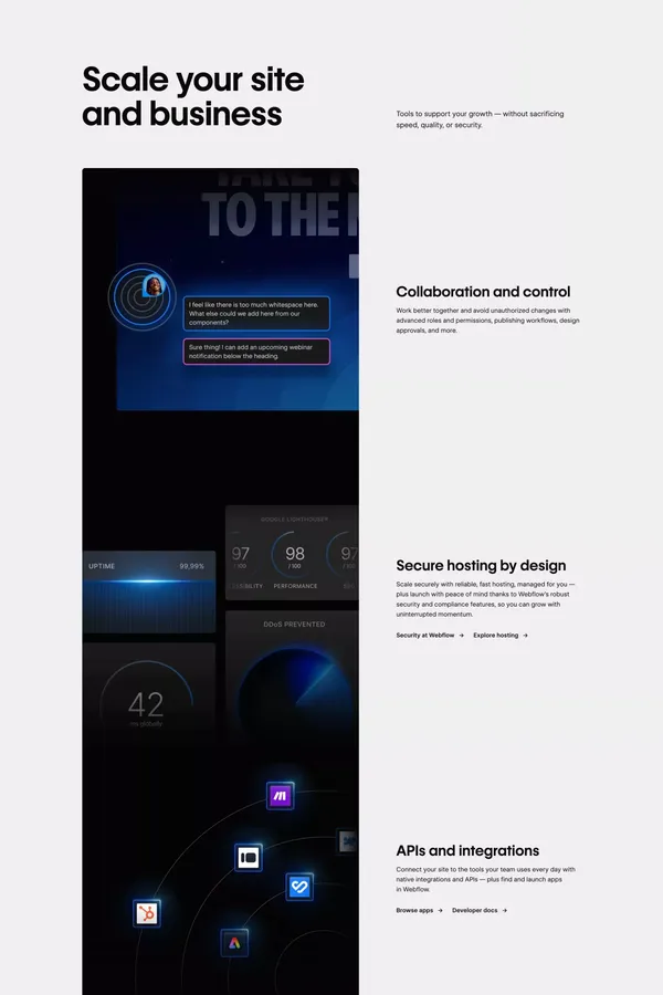 Webflow: Create a custom website | Visual website builder - Landing design inspiration