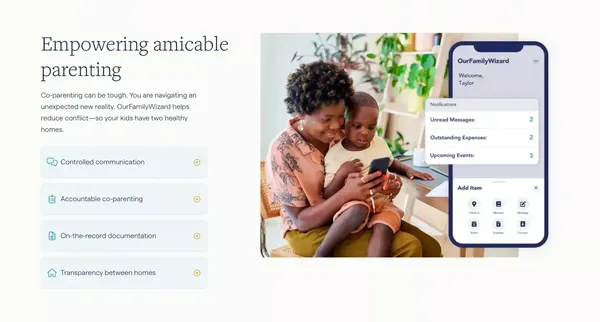OurFamilyWizard - Best Co-Parenting App for Child Custody - Landing design inspiration