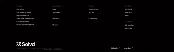 An AI-first advisory and digital engineering firm | Solvd - Landing design inspiration