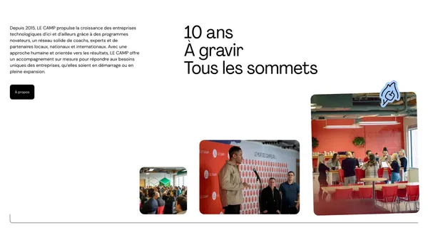 Accélérateur technologique à Québec | LE CAMP - Landing design inspiration