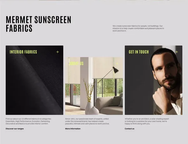 Mermet | The original Sunscreen fabric for interior and exterior - Landing design inspiration