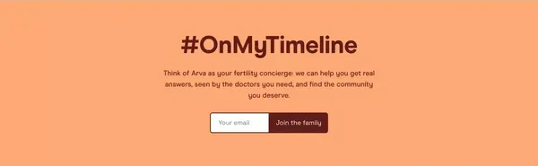 Arva | Fertility on your timeline - Landing design inspiration