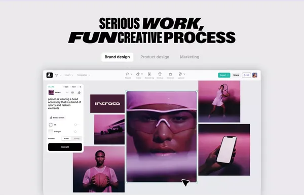 Infinite AI Artboard - Recraft - Landing design inspiration