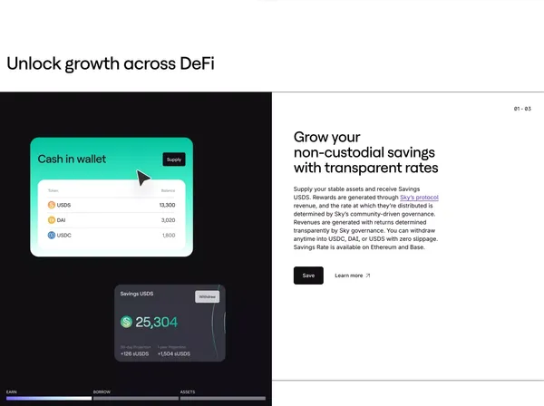 Spark: Earn on your stablecoins - Landing design inspiration