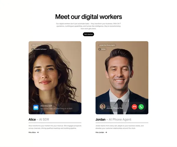 11X – Digital workers, Human results - Landing design inspiration