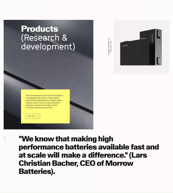 Pioneering battery production in Europe - Landing design inspiration