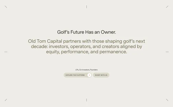 Old Tom Capital | Golf's Institutional Platform - Landing design inspiration