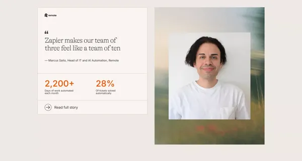 Zapier: Automate AI Workflows, Agents, and Apps - Landing design inspiration
