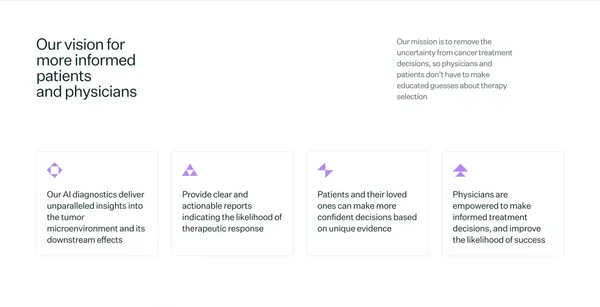 Analyzing the tumor to predict cancer treatment response - Landing design inspiration