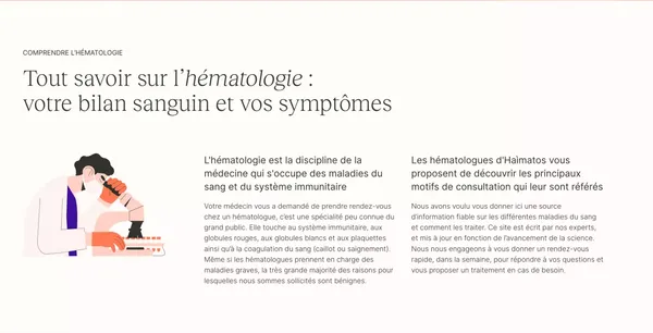 HAIMATOS - Centre d'hÃ©matologie Paris, MÃ©decins HÃ©matologues - Landing design inspiration