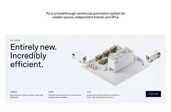 Pio's Breakthrough Automated Warehouse System - Landing design inspiration
