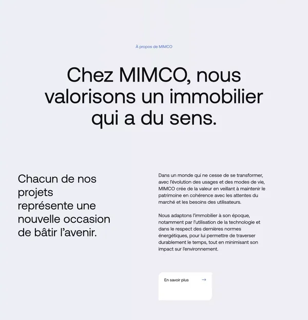 MIMCO capital - Landing design inspiration