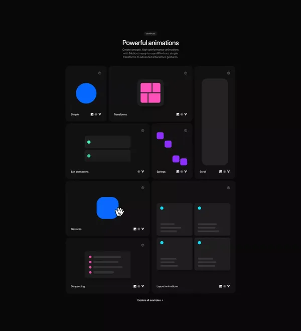 Motion - A modern animation library for JavaScript and React - Landing design inspiration