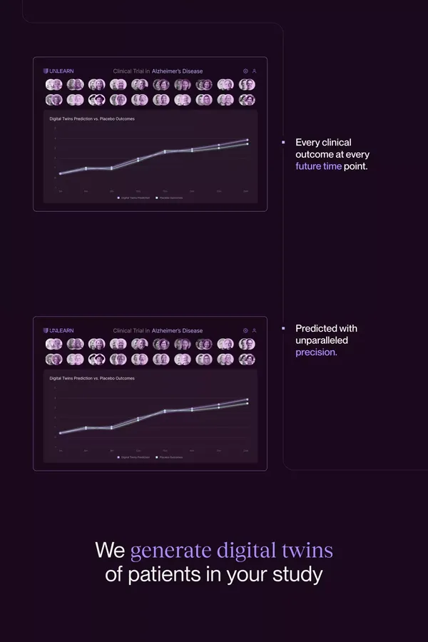 Streamline Clinical Trials with AI and Digital Twins of Patients - Landing design inspiration
