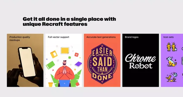 Infinite AI Artboard - Recraft - Landing design inspiration