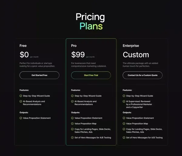 Rocketyzer - Turn Product Insights into  Compelling Value Propositions - Landing design inspiration