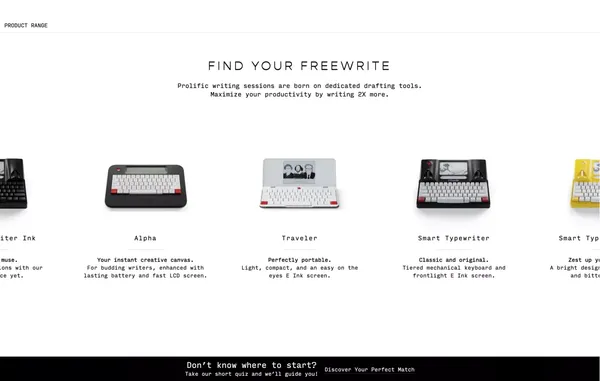 Freewrite: Distraction-Free Writing Tools - Landing design inspiration
