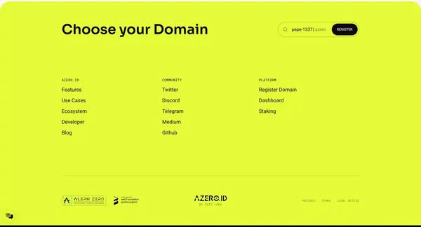 AZERO.ID – Domain Service on Aleph Zero - Landing design inspiration