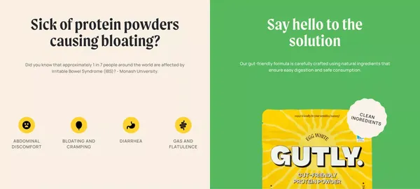 Gutly | Super friendly, to your sensitive tummy! - Landing design inspiration