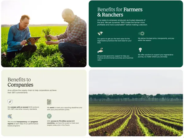 Arva | Regenerative Agriculture Solutions - Landing design inspiration