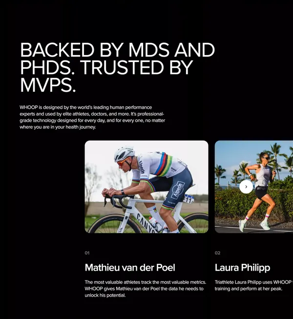 WHOOP | Unlock Your Potential - Landing design inspiration