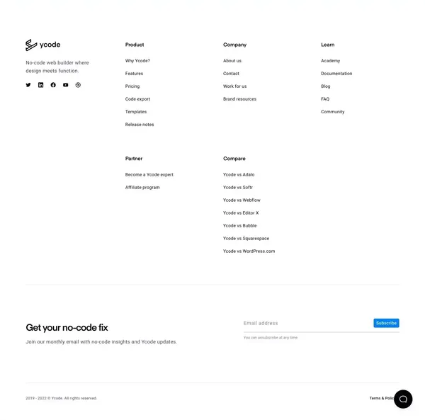 Visual development platform for designers and agencies - Ycode - Landing design inspiration